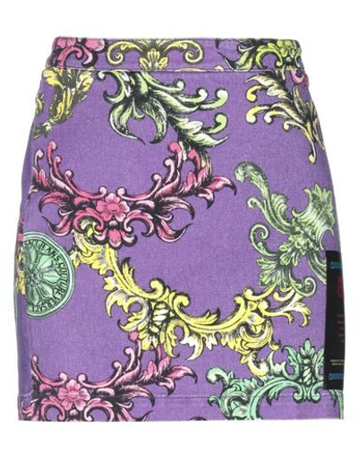 Shop Versace Jeans Couture Denim Skirts In Purple