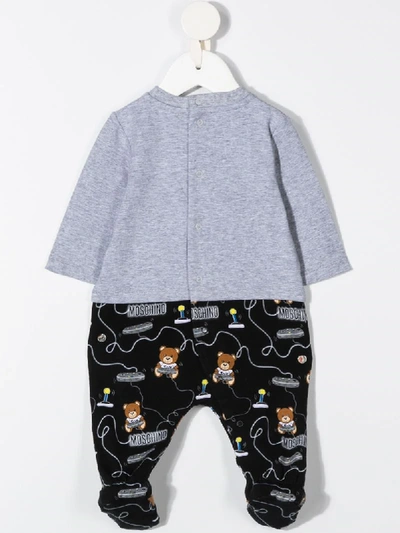 Shop Moschino Logo-print Contrast Pajama In Grey