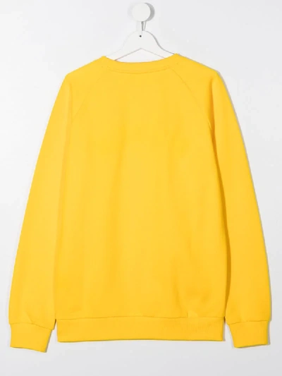 Shop Balmain Teen Logo Patch Sweatshirt In Yellow