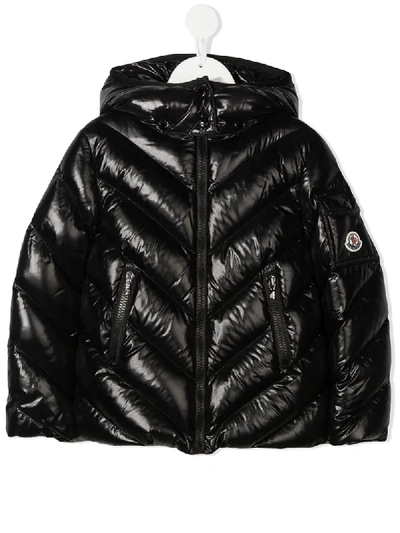 Shop Moncler Padded Zip-up Down Jacket In Black
