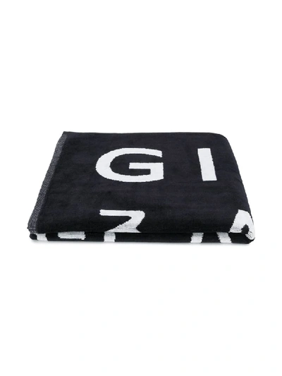 Shop Givenchy Rectangular Logo Towel In Blue