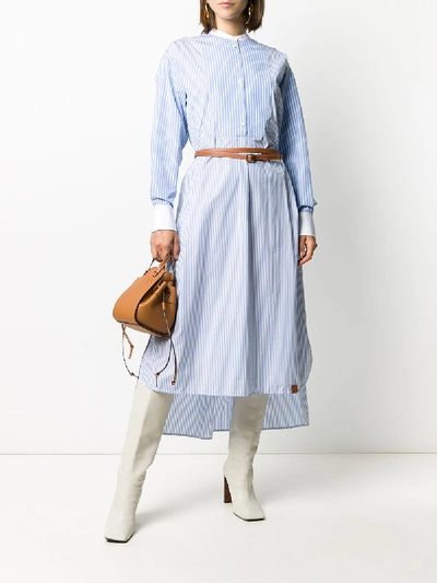 Shop Loewe Cotton Shirtdress With Leather Belt In White