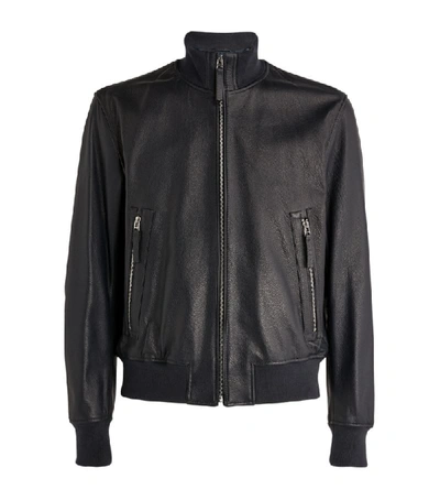 Shop Hugo Boss Boss Leather Bomber Jacket