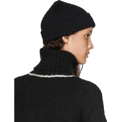 Shop Off-white Black Ribbed Logo Beanie