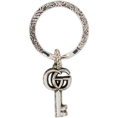 Shop Gucci Silver Double G Keychain In 0701 Silver