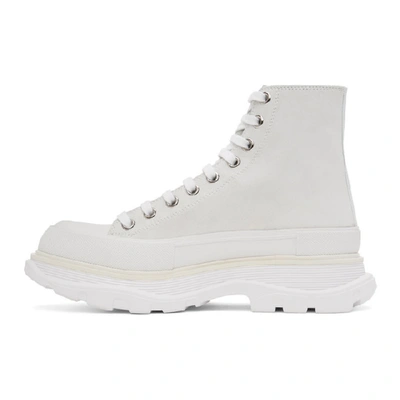Shop Alexander Mcqueen Off-white Suede Tread Slick Platform High Sneakers In 9009 White