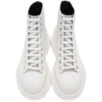 Shop Alexander Mcqueen Off-white Suede Tread Slick Platform High Sneakers In 9009 White