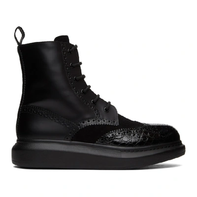 Shop Alexander Mcqueen Black Hybrid Panelled Boots In 1000 Black