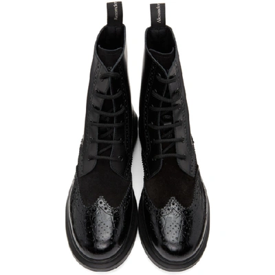 Shop Alexander Mcqueen Black Hybrid Panelled Boots In 1000 Black