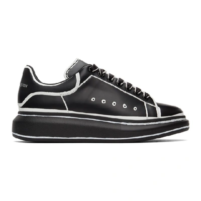 Shop Alexander Mcqueen Black And White Outline Oversized Sneakers In 1070 Blkwht