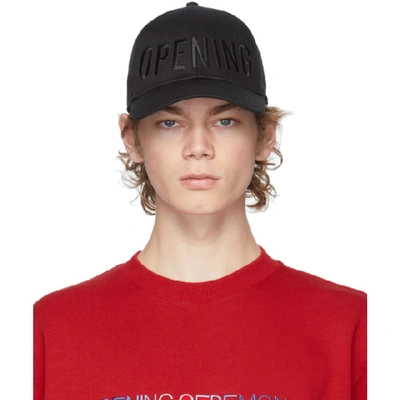 Shop Opening Ceremony Black Embroidered Logo Cap In Deep Smoke