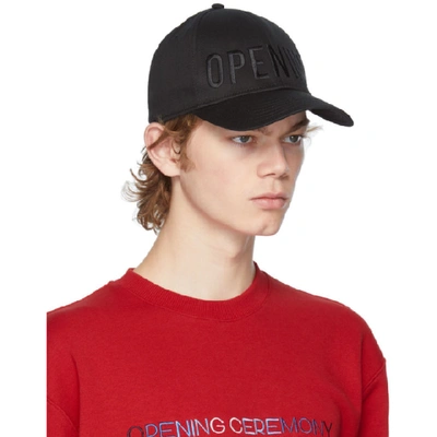 Shop Opening Ceremony Black Embroidered Logo Cap In Deep Smoke