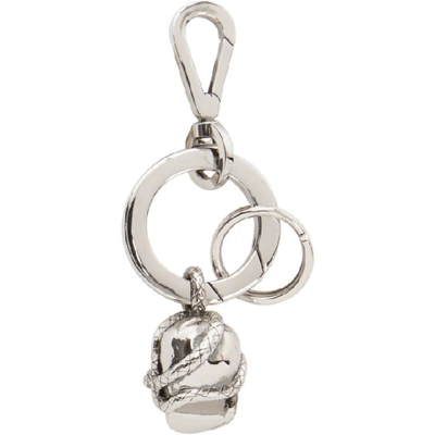 Shop Alexander Mcqueen Silver Skull And Snake Keychain In 0446 Silvbr