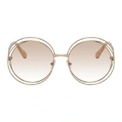 Shop Chloé Rose Gold Carlina Sunglasses In 780 Rose Go