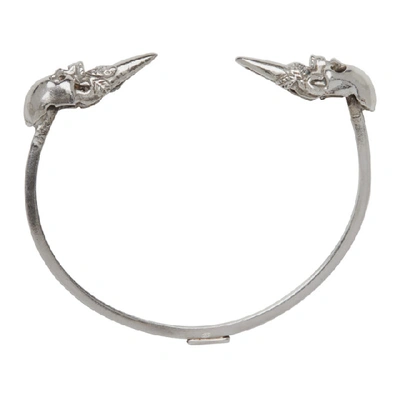 Shop Emanuele Bicocchi Silver Skull Horn Bracelet