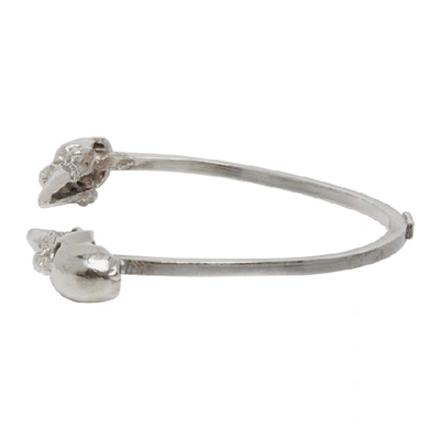 Shop Emanuele Bicocchi Silver Skull Horn Bracelet