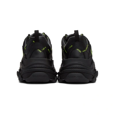 Shop Balenciaga Black Logo Triple S Sneakers In Black/fluo