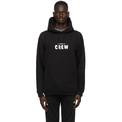 Shop Balenciaga Black Crew Hoodie In 1070black/