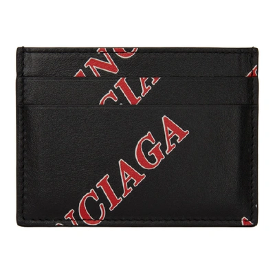 Shop Balenciaga Black Logo Card Holder In 1067black/