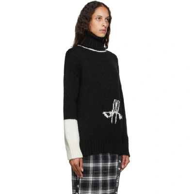 Shop Off-white Black And  Alpaca Intarsia Logo Turtleneck In Black/white