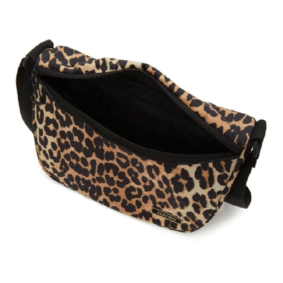 Shop Ganni Black And Brown Recycled Leopard Print Bag In 943 Leopard