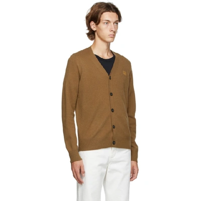 Shop Acne Studios Brown V-neck Patch Cardigan In Caramel Bro