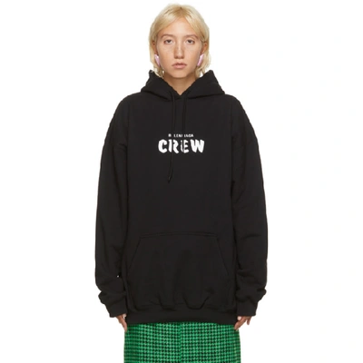 Shop Balenciaga Black Crew Hoodie In 1070 Blk/wh