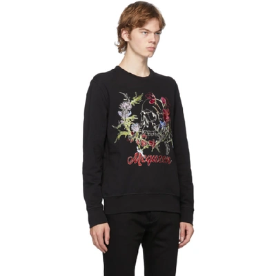 Shop Alexander Mcqueen Black Floral Skull Sweatshirt In 0901 Blkmix