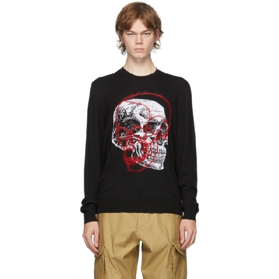 Shop Alexander Mcqueen Black Wool Skull Sweater In 1033 Blkivr