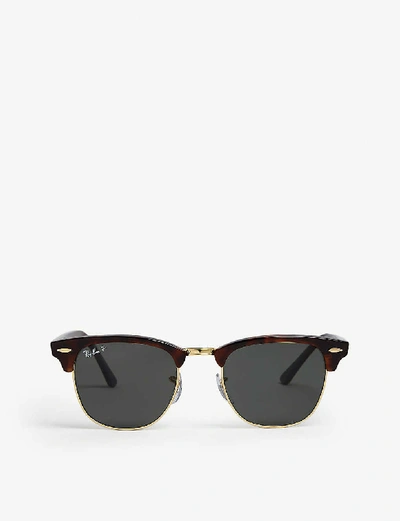 Ray Ban Womens Ray-ban Rb3016 49 Clubmaster Havana Square Sunglasses In Brown