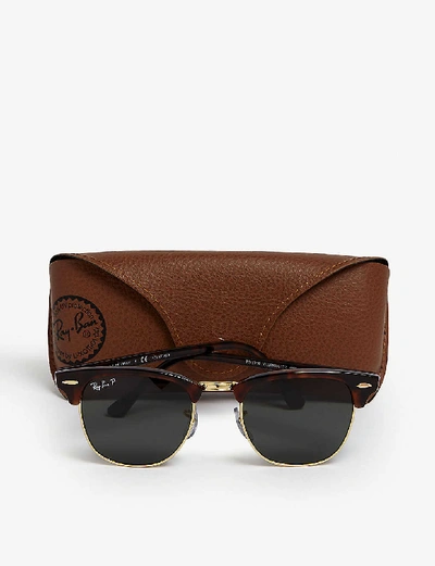 Ray Ban Womens Ray-ban Rb3016 49 Clubmaster Havana Square Sunglasses In Brown