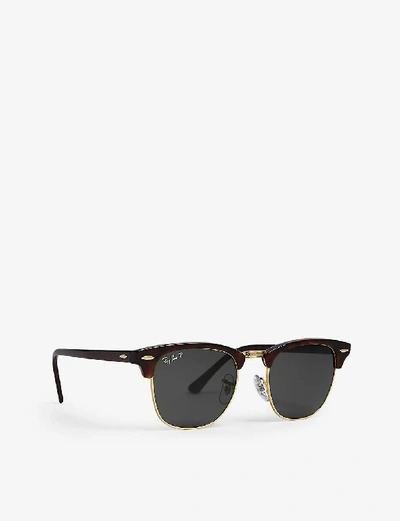 Ray Ban Womens Ray-ban Rb3016 49 Clubmaster Havana Square Sunglasses In Brown