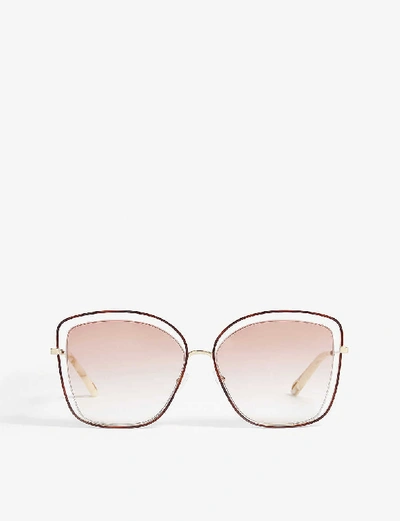 Shop Chloé Carlina Ce133s Cat-eye Sunglasses In Havana