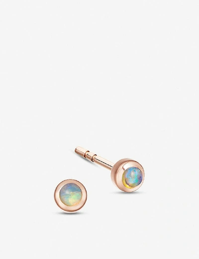 Shop Astley Clarke Icon Nova Mini 14ct Rose-gold And Opal Stud Earrings In Rose Gold