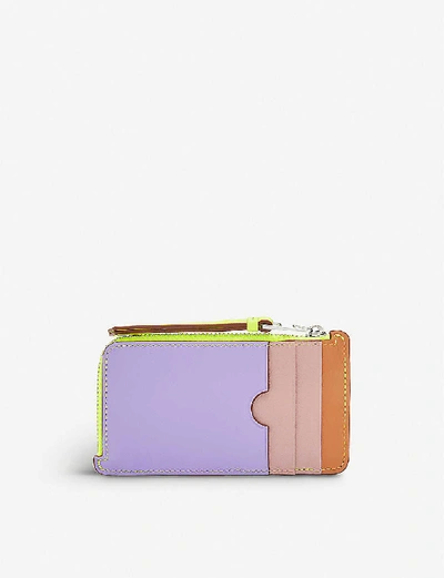 Shop Loewe Puzzle Leather Coin Cardholder In Mauve/soft Apricot