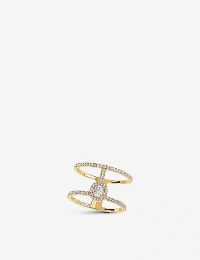 Shop Messika Glam'azone 2 Rows 18ct Yellow-gold And Pavé Diamond Ring