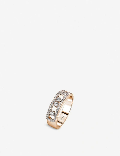 Shop Messika Women's Pink Move Noa 18ct Pink-gold And Diamond Ring