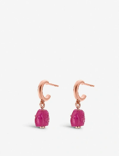 Shop Monica Vinader X Caroline Issa 18ct Gold Vermeil And Pink Quartz Earrings In 18ct Rose Gold
