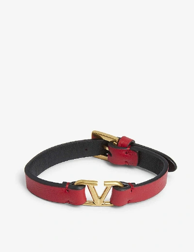 Shop Valentino Vlogo Bracelet In Rouge Pur