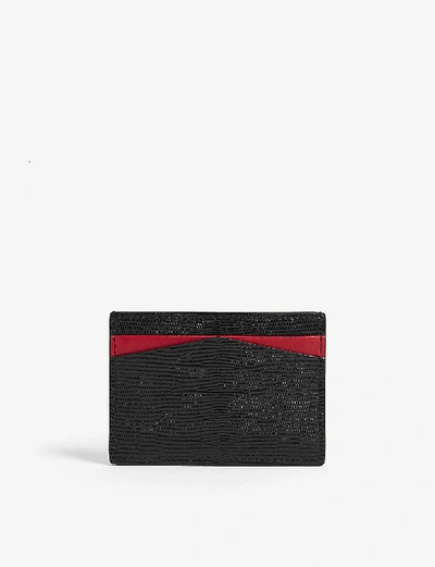 Shop Alexander Mcqueen Skull Leather Card Holder In Black Red