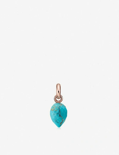 Shop Monica Vinader Fiji Bud Mini 18ct Rose Gold-plated Vermeil Silver And Turquoise Pendant