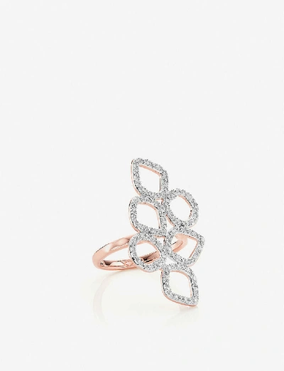 Shop Monica Vinader Riva Mini Cluster 18ct Rose-gold Vermeil Diamond Cocktail Ring In 18 Ct Rose Gold