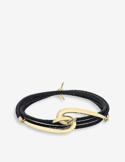 Shop Shaun Leane Women's Yellow Gold Vermeil Hook Gold-plated Vermeil Silver And Leather Bracelet
