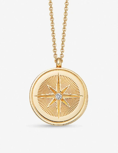 Shop Astley Clarke Women's Yellow Gold Vermeil Celestial Compass 18ct Yellow-gold Vermeil And Sapphire Ne