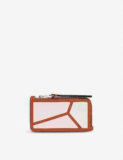 Shop Loewe Puzzle Zipped Leather Coin And Cardholder In Icy Pink/soft White
