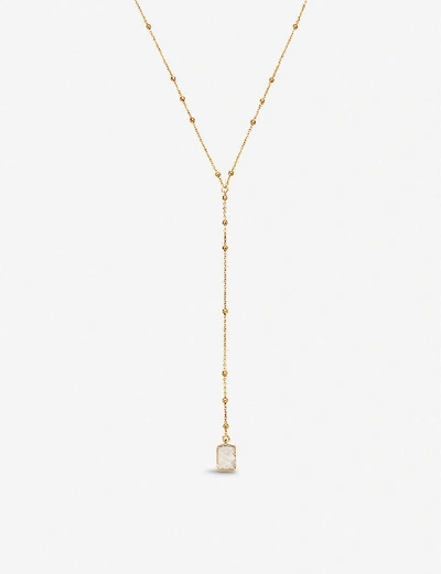 Shop Missoma Lena 18ct Yellow Gold-vermeil And Rainbow Moonstone Lariat Necklace