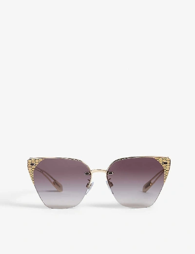 Shop Bvlgari Womens Gold Bv6116 Serpenti Cat Eye-frame Sunglasses