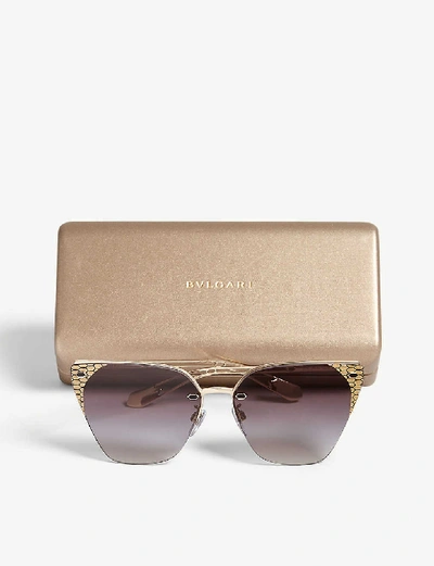 Shop Bvlgari Womens Gold Bv6116 Serpenti Cat Eye-frame Sunglasses