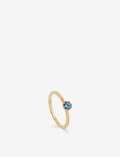 Shop Astley Clarke Linia 18ct Yellow Gold-plated Mini London Blue Topaz Ring