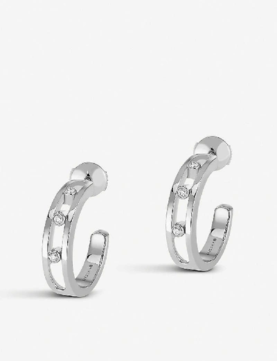 Shop Messika Women's White Move 18ct White-gold And Diamond Hoop Earrings